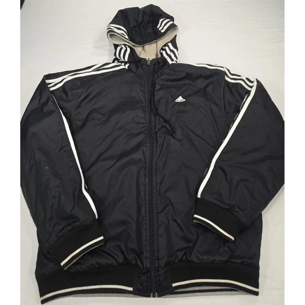 Vintage 90s/2000s Y2K Adidas Insulated Hooded Windbreaker Jacket – Men's Black